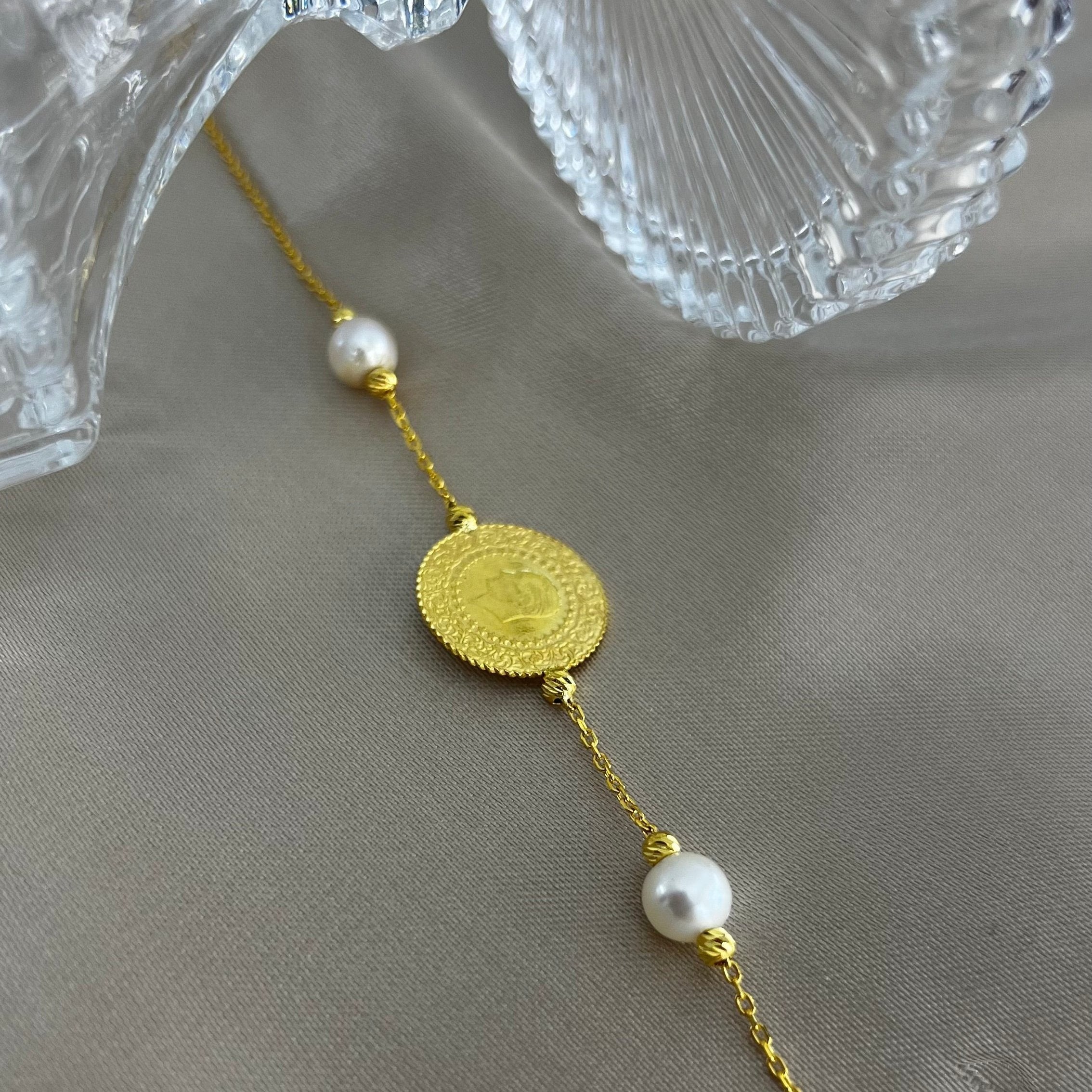 Çeyrek X İnci Zincir Bileklik