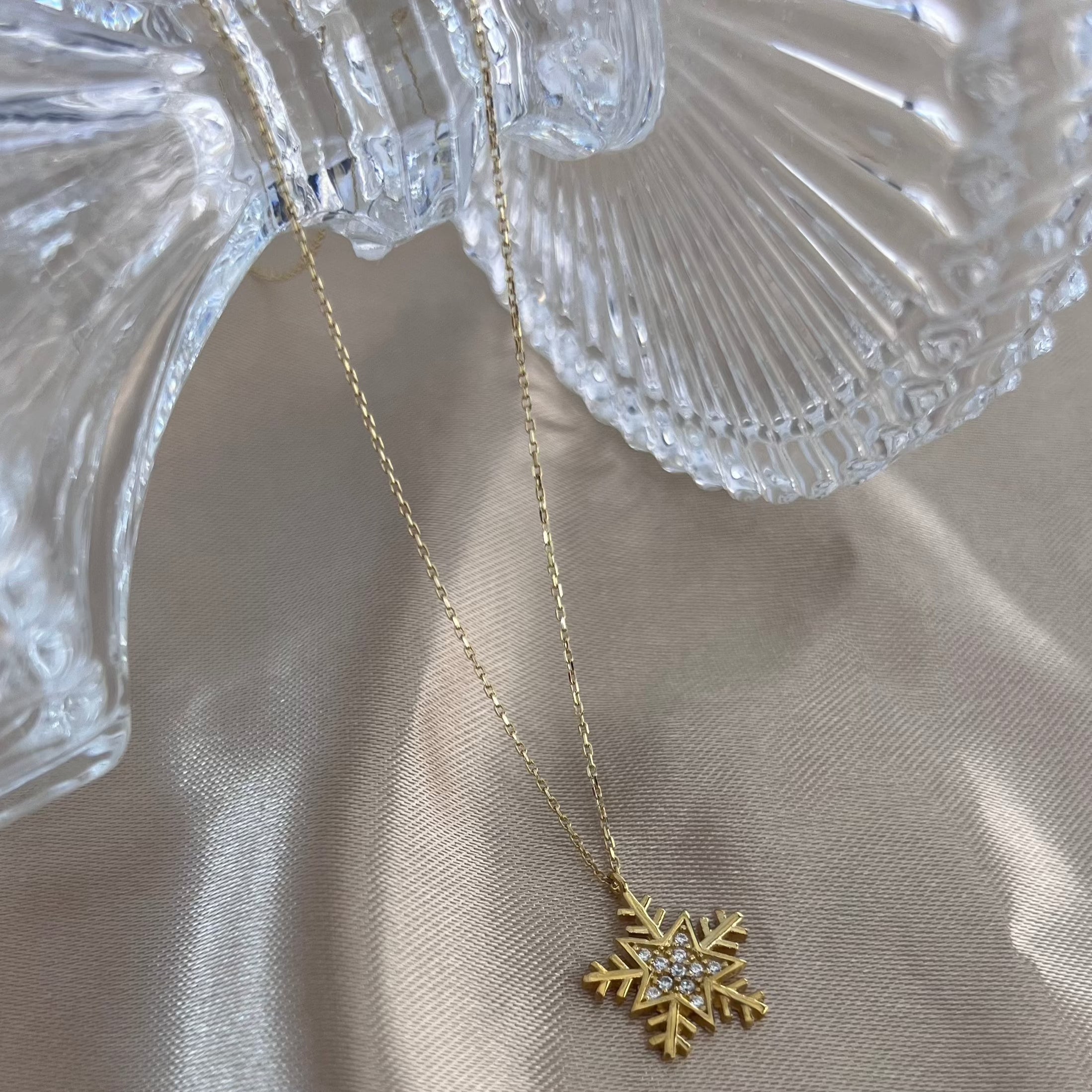 Kar Tanesi X Taşlı Kolye