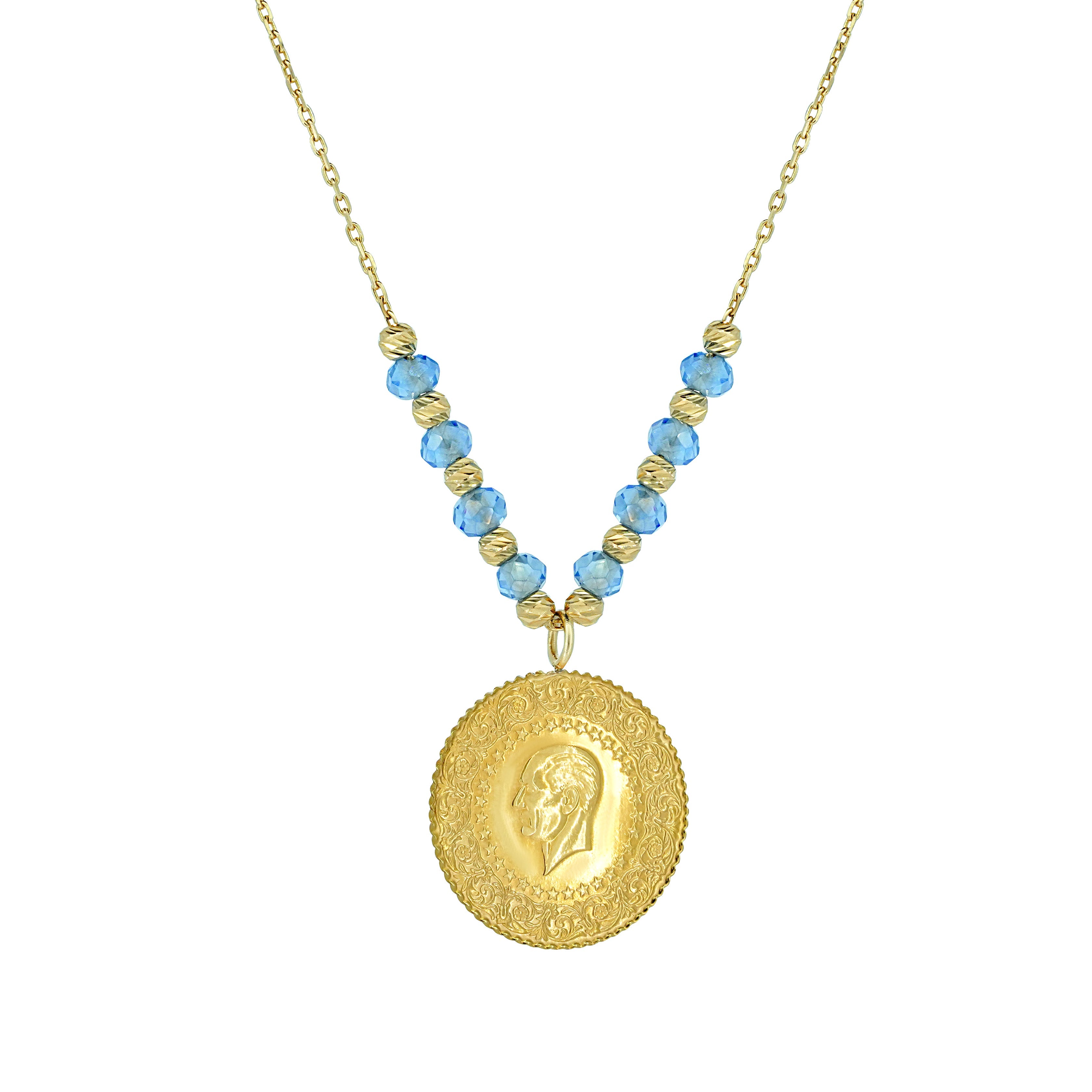 Çeyrek x Mavi Taşlı Kolye