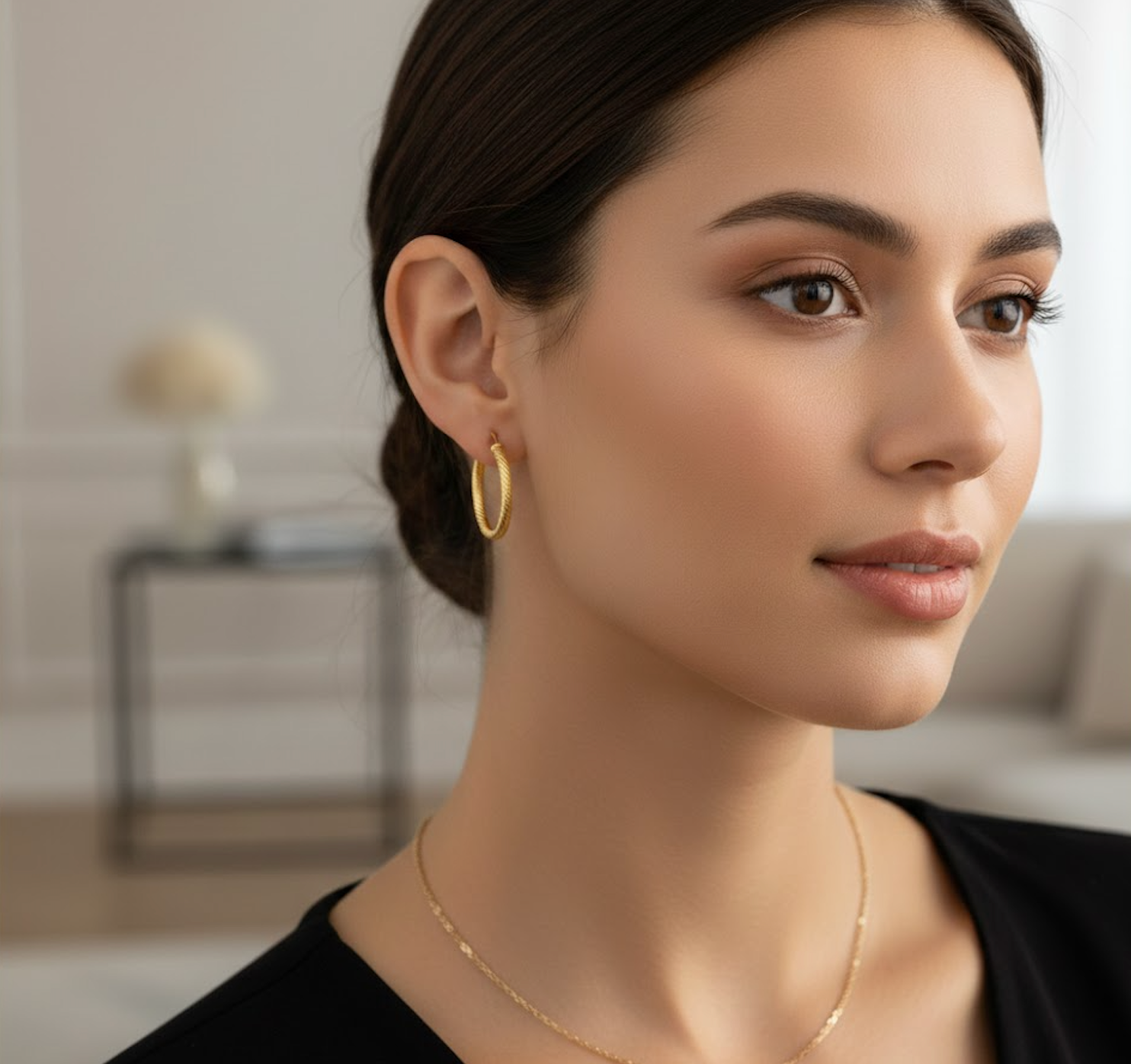 İnce Altın Klasik Küpe