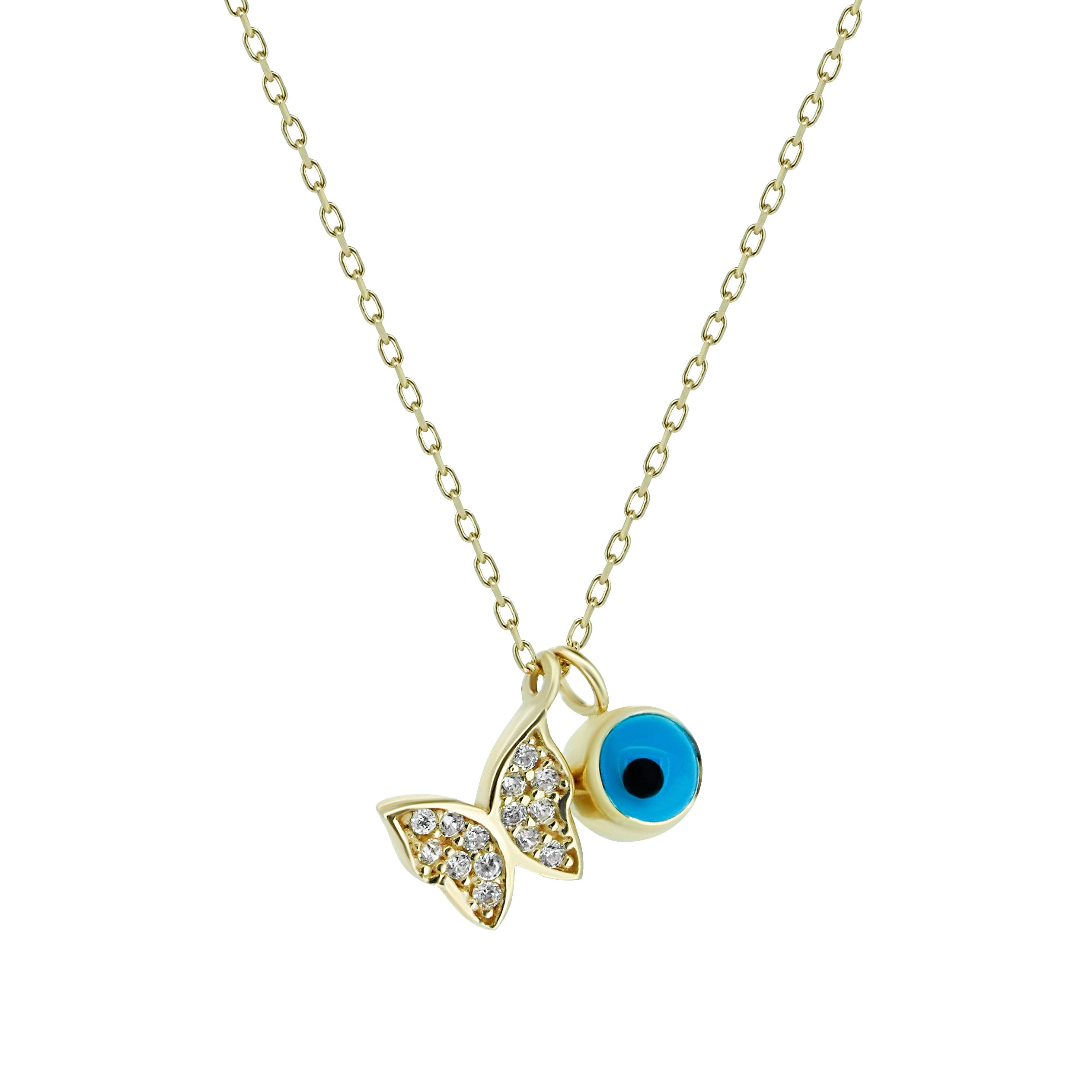 14K KELEBEK X NAZAR KOLYE
